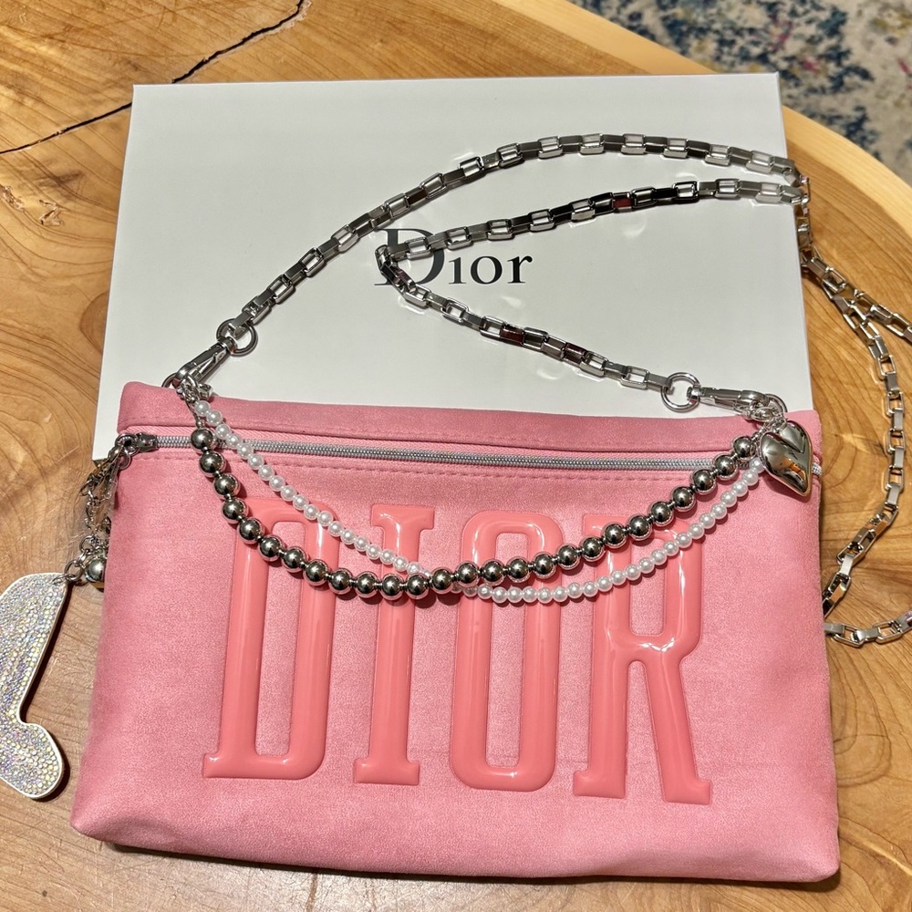 Dior Pink Pouch (GWP) Designed Into Crossbody Bag~Box Included~2 Straps 
NIB